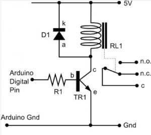 Conexion del relay con Arduino. Fuente http://www.ericforman.com/wp-content/uploads/arduinorelay.jpg